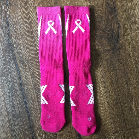 Breast Cancer Socks Hot Pink Sz L 